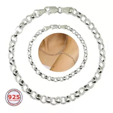 Conjunto Corrente Pulseira Elo Portugues Grossa Prata 925