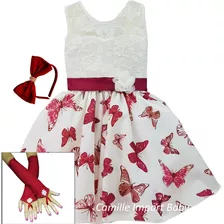 Vestido Infantil Floral Jardim Encantado Borboletas Oferta