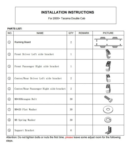 Estribos Para Toyota Tacoma 2005-2023 Camioneta De Doble Cab Foto 5