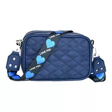 Cartera Bandolera Pm Complementos Bandolera Mujer Sublimada Diseño Rombo De Cuero Sintético Azul Con Correa De Hombro Negra Y Azul