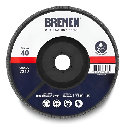 Disco Flap Bremen 180 Mm Zirconio X 10 U. Metales Inox Dgm