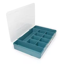 Box Com 11 Divisórias 28x17cm Caixa Organizadora Plástico Cor Azul