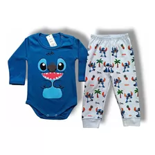 Conjunto Estampado Bebe Stitch Angela Manga Larga 