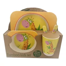 Set Alimentacion Para Niños Y Niñas Bebe Bamboo 5 Pcs