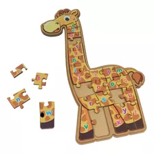 Quebra Cabeça Girafa Alfabética Brinquedo Educativo Em Mdf