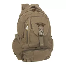 Mochila Escolar Masculino Juvenil Lona Resistente Cor Marrom-claro Desenho Do Tecido Liso