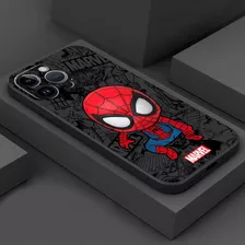 Funda De Silicona Super Heroes Marvel Para iPhone / Negro