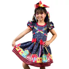 Vestido Festa Junina Azul Infantil