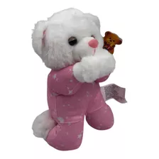 Urso Pelúcia Rosa Rezando Ursinho Orando O Pai Nosso