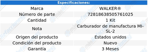 Kit Para Carburador Aries L4 2.6l De 1981 A 1985 Walker Foto 2