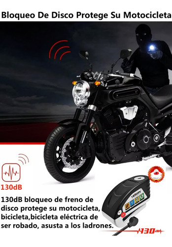 Alarma Moto Bloqueo Freno Disco Candado Recargable Ip65 Foto 5