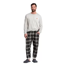 Pijama Masculino Frio Inverno Manga Longa Calça Xadrez