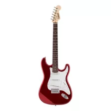 Guitarra Eléctrica Leonard Le362 Stratocaster De Aliso Metallic Red Con Diapasón De Palo De Rosa
