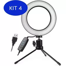 Kit 4 Iluminador Ring Light 20cm Maquiagem Selfie Gravação