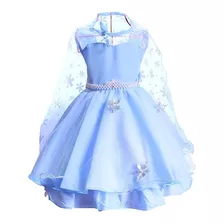 Vestido Elsa Da Frozen 2 Infantil Com Capa Removível 4 A 12