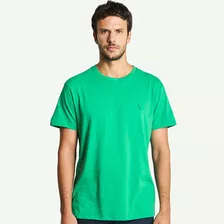 Camiseta Gola Careca Básica Verde Bandeira Masculina 