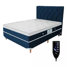 Colchão Massageador Magnético Bio Quântica Casal + Cama Box Cor Azul