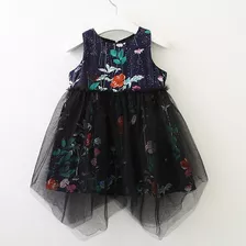 Vestido Infantil Menina Tule Algodão Assimetrico