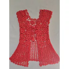 Cardigan Saco Tapado Crochet Con Perlas