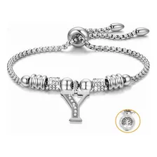 Pulseras Mujer Inicial Letra Pulcera Oro Rosado 18k Color Plata Y