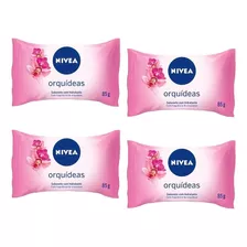 Kit 4 Sabonetes Em Barra Hidratante Nivea Orquídeas 85g