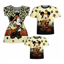 Camisa Mãe, Pai E Filho - Mickey E Minnie Safari I