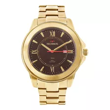 Relógio Masculino Technos Dourado F06111aa/4m Fundo Marrom