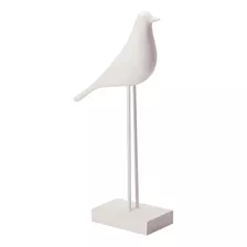 Escultura De Pássaro Decoração Em Poliresina Branco Alto 