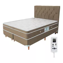 Colchão Magnético Queen Massageador + Cama Box + Cabeceira Cor Bege