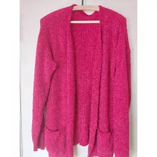 Saco De Chenille Talle Xl Largo, Sin Botones Con Bolsillos