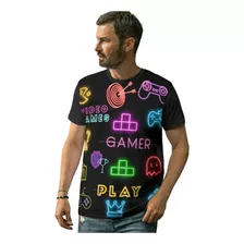 Camiseta Gamer Neon Retro Videogame Gamer Zone Jogo Gaming