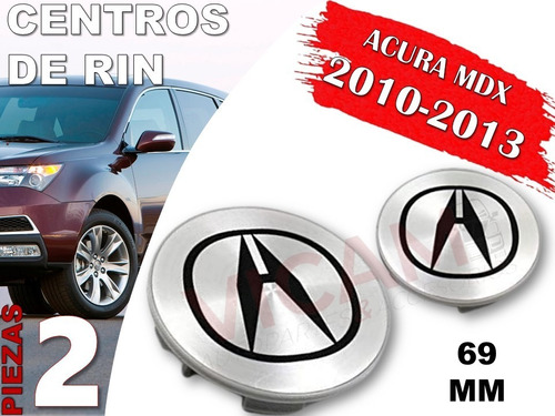 Par De Centros De Rin Acura Mdx 2010-2013 69 Mm (gris) Foto 2