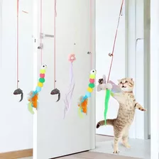Brinquedo Elástico Interativo Divertido Para Gato De Porta Cor Lagarto Celofani Ratinho