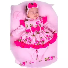 Saida De Maternidade Menina Vestido Floral 05 Peças Pompom