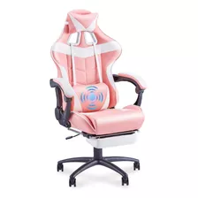 Silla De Juego Rosa Con Reposapiés, Silla De Computado...