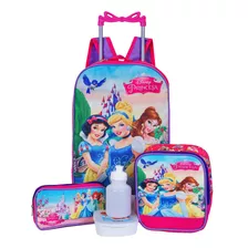 Kit Mochila Infantil De Rodinha Princesas Reforçado Escolar