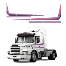 Kit Jogo De Faixa Decorativa Adesivo Scania 113 Roxo 1994