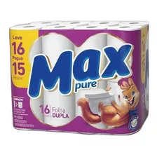 Papel Higiênico Folha Dupla Max Pure 30 Metros 16 Rolos 