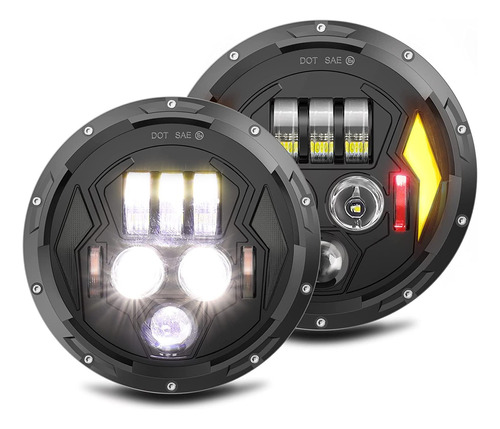 2pcs 7'' Faros H4 Led Ojo De ngel Para Wrangler Jeep Vocho Foto 3