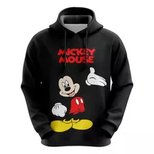 Blusa De Moletom Preto Mickey Mouse Adulto E Infantil 