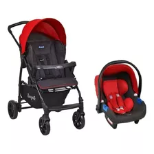 Carrinho De Bebê De Paseio Burigotto Ecco Travel System Cz Vermelho Com Chassi De Cor Preto