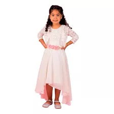 Vestido De Niña Asimétrico, Ideal Bautizo Y Fiesta N001