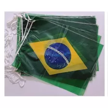 Varal C/ Bandeiras Do Brasil Plastica 10m Bandeirinha 32x50