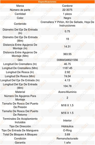 Cremallera Direccion Hidraulica Durango 3.6l V6 2012 Al 2015 Foto 5