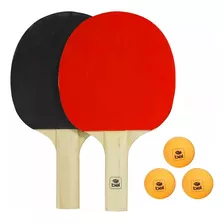 Kit Tênis De Mesa Com 2 Raquetes + 3 Bolas Ping Pong Bel