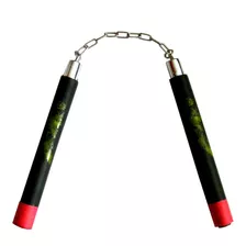 Nunchaku Para Niños Y Principiantes (negro/rojo Con Cadena)