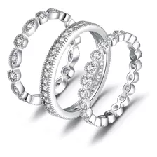 Anillos De Plata Y Zirconia Para Mujer, Talla 4-12