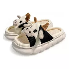 Lindas Pantuflas De Vaca Para Mujer Suaves Cómodas Lino Muda