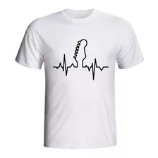 Camiseta Batimento Cardíaco Violão Música Baixo Guitarra