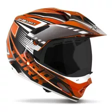 Capacete Integral Motocross Pro Tork Th1 Vision Adv Vis.fumê Cor Laranja-branco Tamanho Do Capacete 58